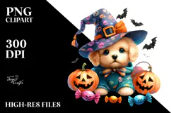 Cute Baby Dog Halloween Scenery | Sublimation | Clipart Product Image 2
