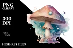 Detailed Mystical Celestial Mushroom, PNG Product Image 3
