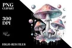 Detailed Mystical Celestial Mushroom, PNG Product Image 3