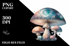 Detailed Mystical Celestial Mushroom, PNG Product Image 3