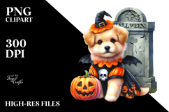 Cute Baby Dog Dressed for Halloween | Sublimation | Clipart Product Image 2