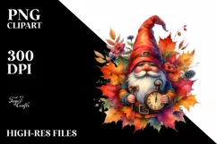 Detailed Vibrant Autumn Gnome, PNG Product Image 3