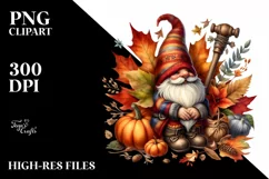 Detailed Autumn Gnome PNG Product Image 1