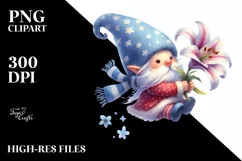 Cute Gnome Falling in Air with Lily | Clipart Product Image 3