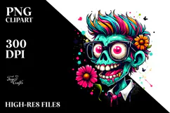 Funny Zombie with Flower PNG Product Image 2