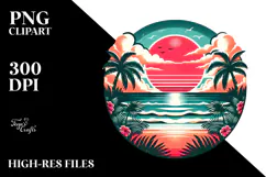 Retro Tropical Beach Sunset, 20 oz Tumbler Product Image 2