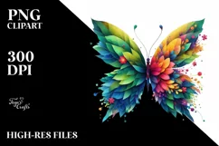Vibrant Butterfly with Flowers, PNG Product Image 1