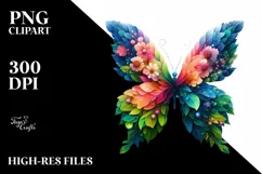 Abstract Vibrant Watercolor Butterfly, Transparent PNG Product Image 1