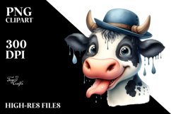 tongue Cow Portrait | Watercolor Clipart Product Image 1
