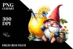 Whimsical Gnome Drinking Cocktail PNG Product Image 2