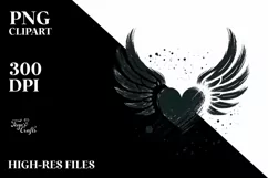 Simple Paintbrush Heart Wings PNG Product Image 2
