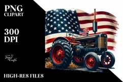 Vintage Tractor with Stars and USA Flag | Sublimation Product Image 3