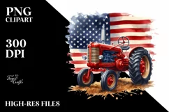 Vintage Tractor with Stars and USA Flag | Sublimation Product Image 3