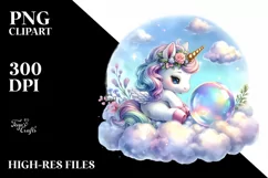 Cute Baby Unicorn in a Bubble Clipart Product Image 3