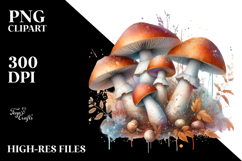 Detailed Celestial Mushroom Watercolor PNG Product Image 2