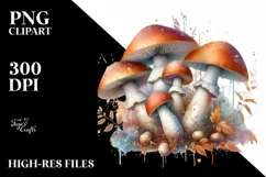 Detailed Celestial Mushroom Watercolor PNG Product Image 3