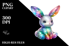 Whimsical Bunny on Splashy Background PNG Product Image 2