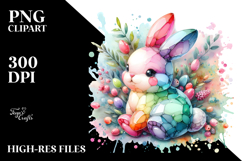 Colorful Bunny on Splashy Background PNG Product Image 2