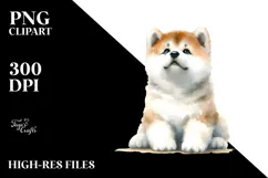 Akita Sitting Watercolor PNG Product Image 2