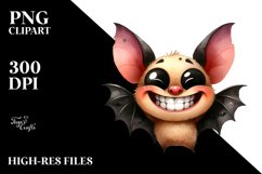 Funny Watercolor Halloween Bat Goofy Smile | Sublimation | Product Image 1