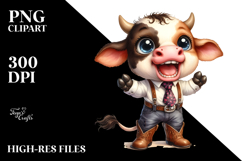 Cow with Tie and Cowboy Boots | Sublimation | Clipart Product Image 2