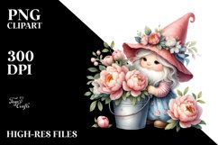 Baby Gnome with Peonies Floral Frame Product Image 2