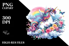 Colorful Unicorn Watercolor Clipart Product Image 1