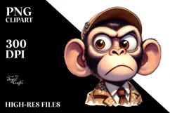 Goofy Monkey with Paint-Like Colors, Transparent PNG Product Image 2