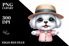 Standing Maltese Baby with Big Eyes and Hat | Clipart Product Image 1