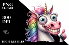 Funny Expressive Unicorn Portrait PNG Product Image 1