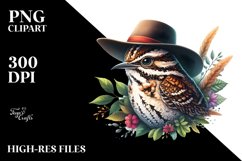 Watercolor Vibrant Nightjar Hat Clipart Product Image 3