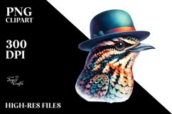 Watercolor Vibrant Nightjar Hat Clipart Product Image 3