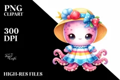 Colorful Baby Octopus Dressed for Summer | Clipart Product Image 1