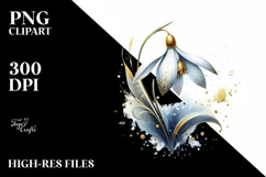 Watercolor Snowdrop with Golden Insertions | Clipart Product Image 3
