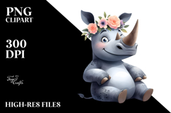 Goofy Cartoon Rhino with Pure Joy, Transparent PNG Product Image 2