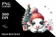 Cute Winter Cow Christmas Tree PNG Product Image 3