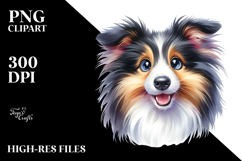 Happy Collie Puppy, Watercolor PNG Product Image 2