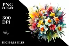 Vibrant Narcissus Bouquet | Sublimation | Clipart Product Image 3