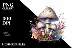 Magical Mushroom Watercolor Splash PNG Product Image 3
