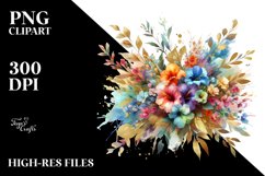 Watercolor Abstract Bouquet with Lobelia Clipart Product Image 3