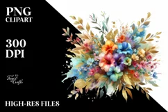 Watercolor Abstract Bouquet with Lobelia Clipart Product Image 3