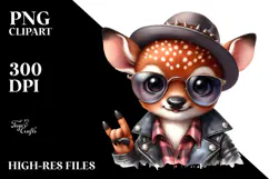 aCute Energetic Rocker Deer with Hat and Sunglasses, PNG Product Image 2