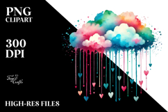 Colorful Cloud with Hanging Hearts PNG Product Image 2