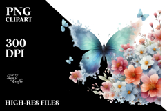 Boho Butterfly of Spring Flowers, Transparent PNG Product Image 2