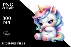 Cute Baby Unicorn Hugging | Clipart Product Image 1
