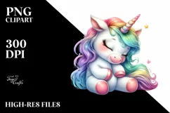 Cute Baby Unicorn Hugging | Clipart Product Image 3