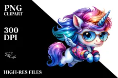Cute Jumping Baby Unicorn PNG Product Image 2