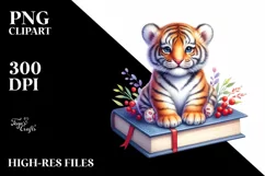 Colorful Watercolor Baby Tiger Book | Sublimation | Clipart Product Image 3