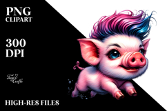 Vibrant Baby Pig Running in the Style of PNG Product Image 2