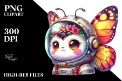 Punk Baby Butterfly with Astronaut Helmet PNG Product Image 2